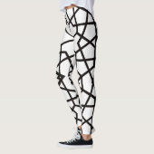 Leggings Lignes noires Abstraites motif sur blanc immaculé (Gauche)
