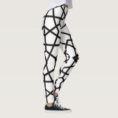 Leggings Lignes noires Abstraites motif sur blanc immaculé (Droite)