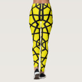 Leggings Lignes noires Abstraites motif sur jaune vierge (Dos)