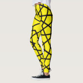 Leggings Lignes noires Abstraites motif sur jaune vierge (Gauche)
