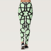 Leggings Lignes noires Abstraites motif sur vert clair (Dos)