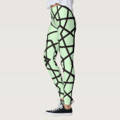 Leggings Lignes noires Abstraites motif sur vert clair (Gauche)