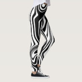 Leggings Lignes noires et blanches Abstraites déformées 7 (Droite)
