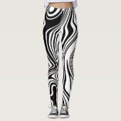 Leggings Lignes noires et blanches Abstraites déformées 7 (Devant)