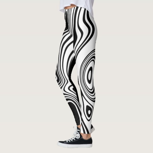 Leggings Lignes noires et blanches Abstraites déformées 7 (Gauche)