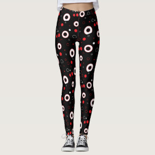 Leggings Lignes noires et blanches et abstrait à pois