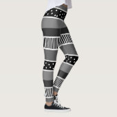 Leggings Lignes noires et blanches et Pointe Polka Abstrait (Droite)