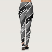Leggings Lignes noires et blanches et Pointe Polka Abstrait (Dos)