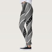 Leggings Lignes noires et blanches et Pointe Polka Abstrait (Gauche)