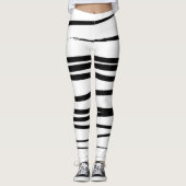 Leggings Lignes noires et blanches modernes Art Abstrait (Devant)