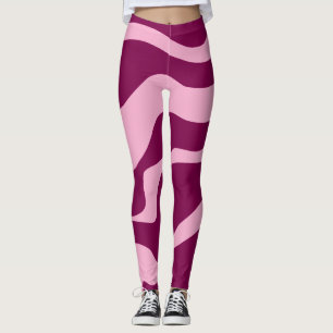 Leggings Lignes ondulées de Zèbre rétro Magenta rose