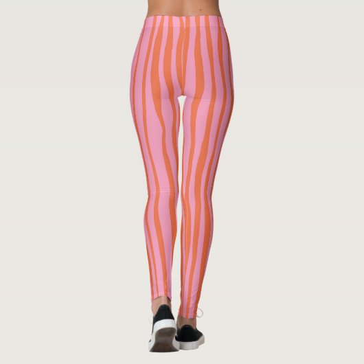 Leggings Lignes ondulées verticales rétro - pastel orange e (Dos)