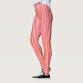 Leggings Lignes ondulées verticales rétro - pastel orange e (Gauche)