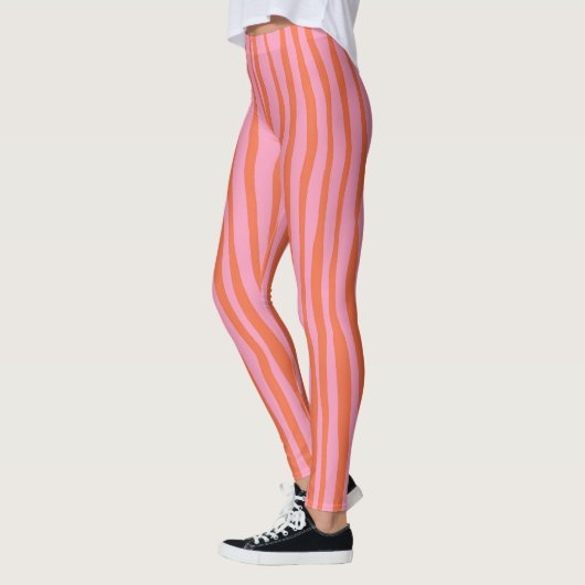 Leggings Lignes ondulées verticales rétro - pastel orange e (Gauche)