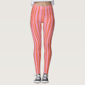 Leggings Lignes ondulées verticales rétro - pastel orange e (Devant)