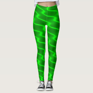 Leggings Lignes onduleuses vertes au néon guêtres