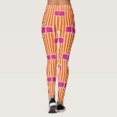 Leggings Lignes orange et boîtes roses (Dos)