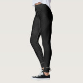 Leggings Lignes rectangulaires géométriques blanches sur no (Gauche)