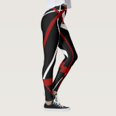 Leggings Lignes rouges et blanches Abstraites sur noir noir (Droite)
