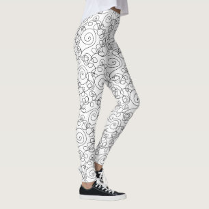 Leggings Lignes spirales motif noir