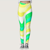 Leggings Lignes tracées à la main Ondes rayées colorées (Devant)