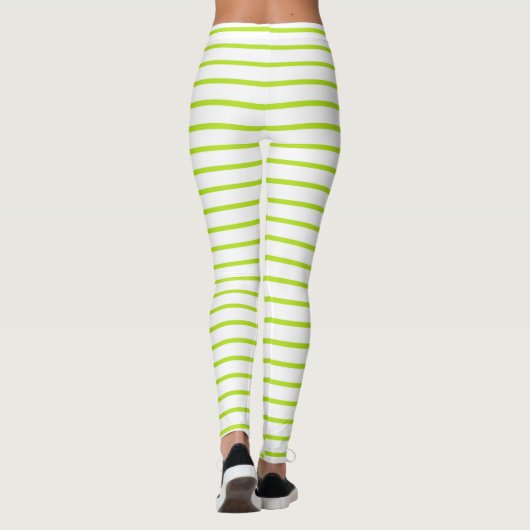 Leggings Lignes vertes de citron vert blanc (Dos)