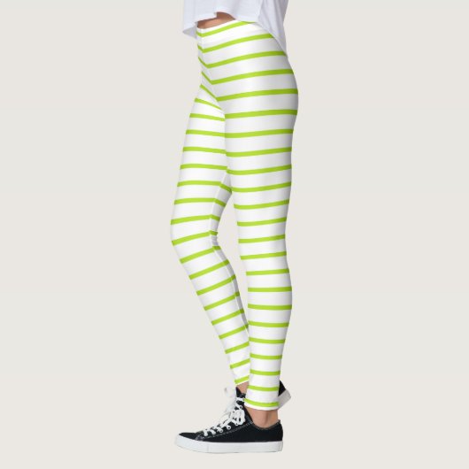 Leggings Lignes vertes de citron vert blanc (Gauche)