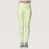 Leggings Lignes vertes de citron vert blanc (Devant)