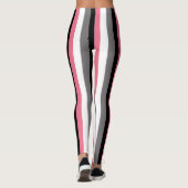 Leggings Lignes verticales rayures rose blanc gris noir (Dos)