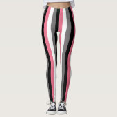 Leggings Lignes verticales rayures rose blanc gris noir (Devant)