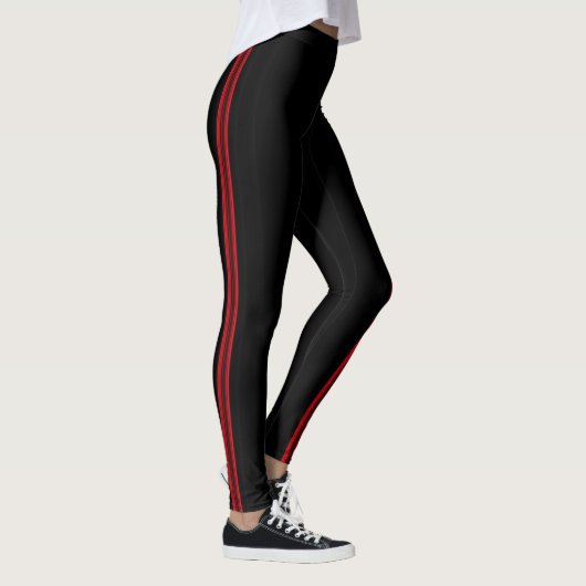 Leggings Lignes verticales rouges sur noir (Droite)