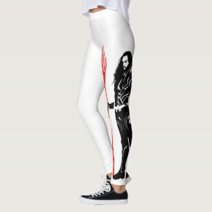Leggings Ligue de la justice Aquaman Pose Noir Pop Art