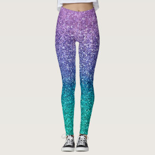 Leggings Lila Lavande & Vert Aqua Pailleté Scintillant