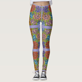 Leggings Lilac Avec Fleurs et Grandes Couleurs
