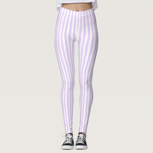 Leggings Lilac purple and white candy stripes (Devant)
