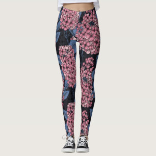 Leggings Lilac rose sur bleu foncé