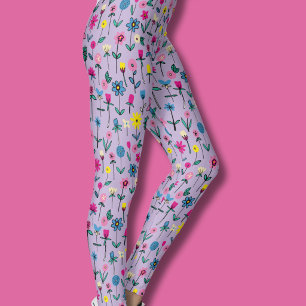 Leggings Lilas fleur sauvage pré fantaisiste