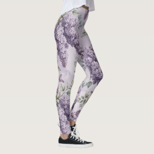 Leggings Lilas Fleurs de lilas Vert sauge Lavande poudrée