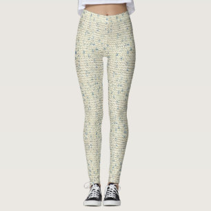 Leggings L'image de la crème et le bleu tricotent à la main