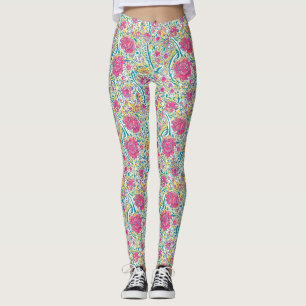 Leggings Lime Floral Motif arabe