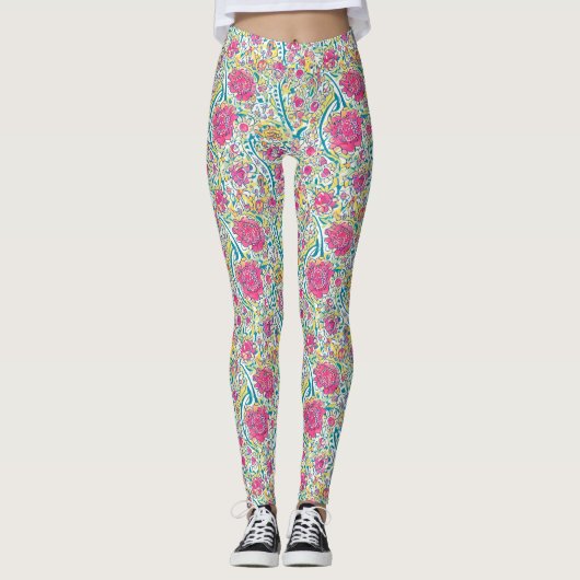 Leggings Lime Floral Motif arabe (Devant)