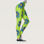 Leggings Lime Green & Blue Daisies Pop Art (Droite)