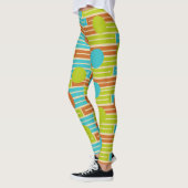 Leggings Lime Green, Cinnamon Brown, Rectangles Turquoise (Gauche)