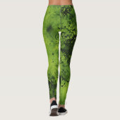 Leggings Lime Green Grunge with Black Accents (Dos)