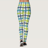 Leggings Lime Green, Navy et bleu turquoise Plaid (Dos)