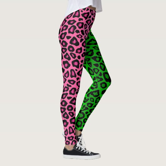 Leggings Lime vert - Chaud rose léopard animal (Droite)