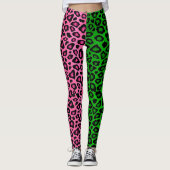Leggings Lime vert - Chaud rose léopard animal (Devant)