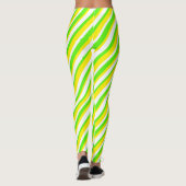 Leggings Lime Vert Jaune et blanc Abstrait rayures (Dos)