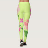 Leggings Lime vert - Légumineuses florales roses (Dos)