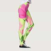 Leggings Lime vert - Légumineuses florales roses (Droite)